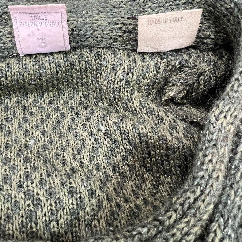 Rare 70s Luxury Nina Ricci West End Forest Green Mohair Scarf Long Sweater Coat - Picture 10 of 16